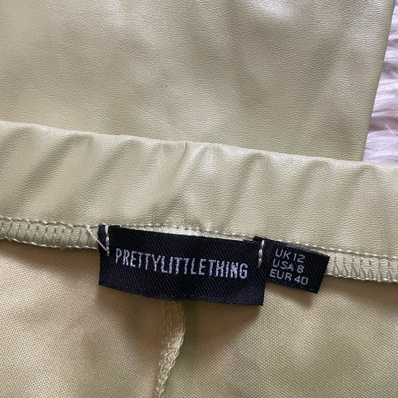 PRETTYLITTLETHING Shape Lime Green Split Hem Pants - Picture 3 of 3